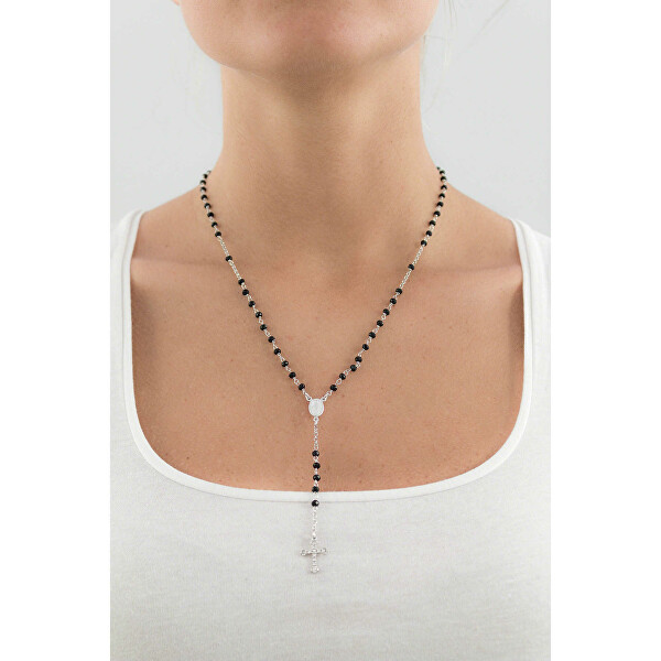 Půvabný stříbrný náhrdelník s krystaly Rosary CROBNZ4