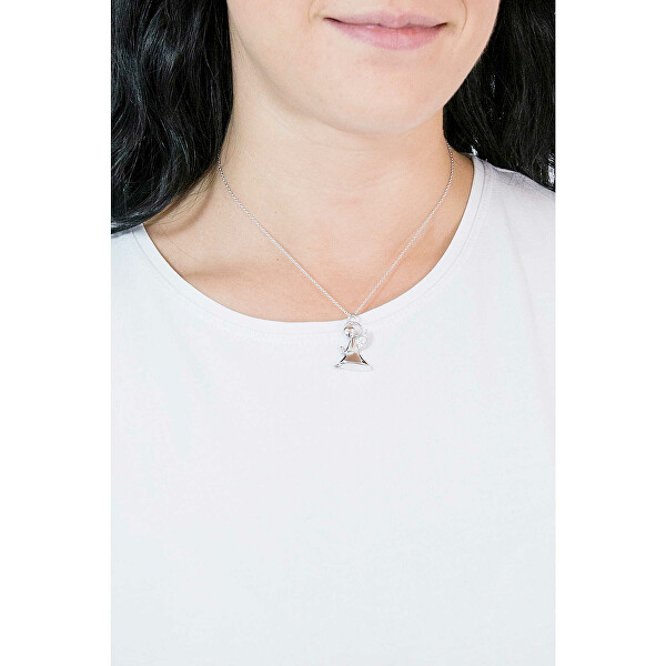 Pôvabný strieborný náhrdelník so zirkónmi Angels A5BB (retiazka, prívesok)
