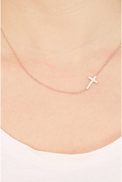 Růžově pozlacený stříbrný náhrdelník Pray, Love CLCR3
