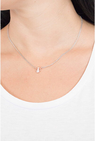 Růžově pozlacený stříbrný náhrdelník se zirkony Angels CL2ABR