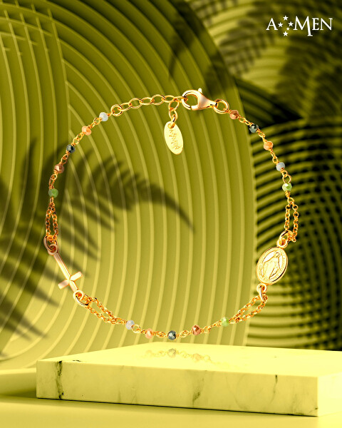 Rosévergoldetes Silberarmband mit Kristallen und Zirkonen Rosary BRORNZ3
