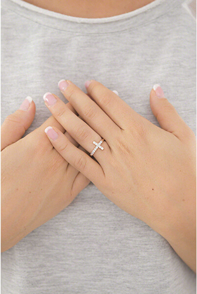 Růžově pozlacený stříbrný prsten se zirkony Rosary ACORB