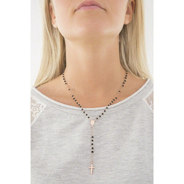 Ružovo pozlátený náhrdelník s kryštálmi Rosary CRORN4