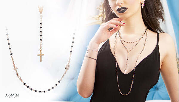 Stříbrný náhrdelník s krystaly Rosary CRONF4