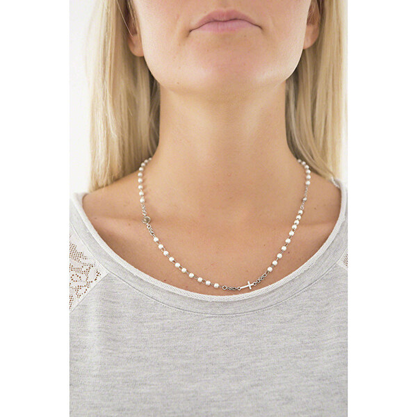 Strieborný náhrdelník s perlami Rosary CROBBZ-M3
