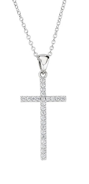 Stříbrný náhrdelník se zirkony Sacred Crosses CLCRDOBBNZ (řetízek, přívěsek)