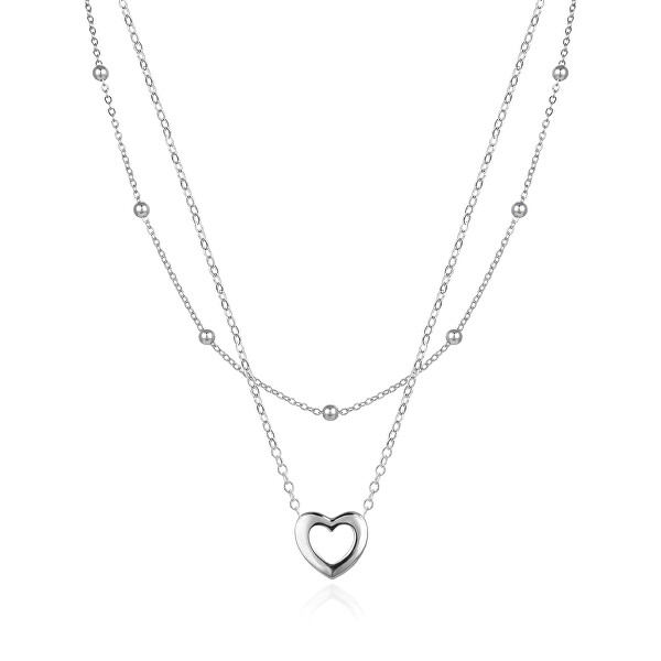 Collana doppia in argento con cuore AGS1552