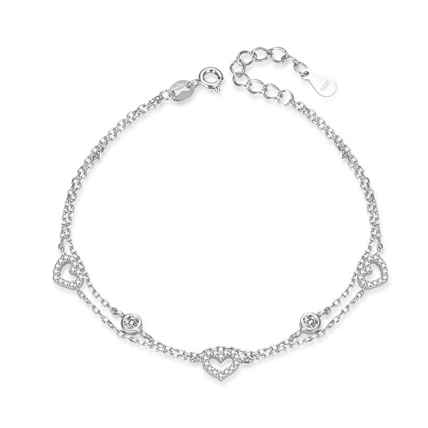 Bracciale doppio in argento con zirconi AGB771/21