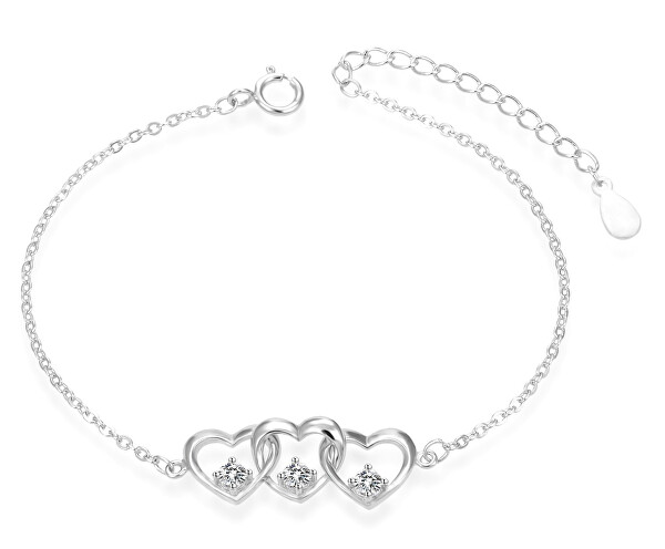 Bracciale raffinato in argento con cuoricini AGB761/21