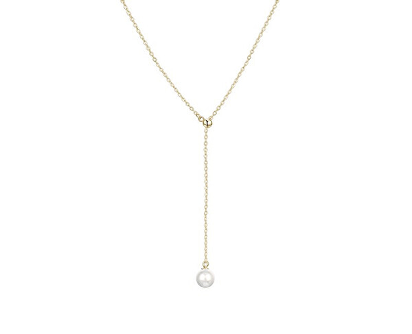 Pozlacený flexibilní náhrdelník s pravou perlou AGT-N003W-P-G