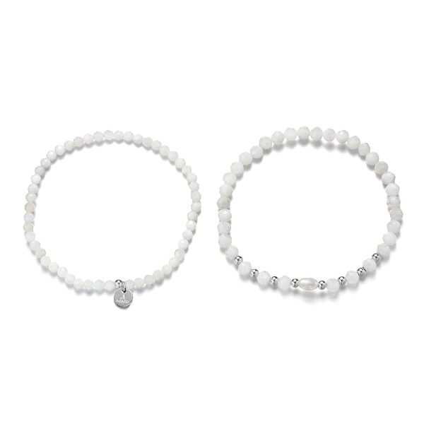 Set minerálních náramků s měsíčním kamenem a perlou POL-SET06PS