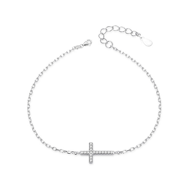 Slušivý stříbrný náramek Křížek AGB763/21