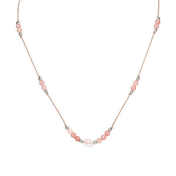 Collana in cordino con angelite e quarzo rosa HE13K3S-LP