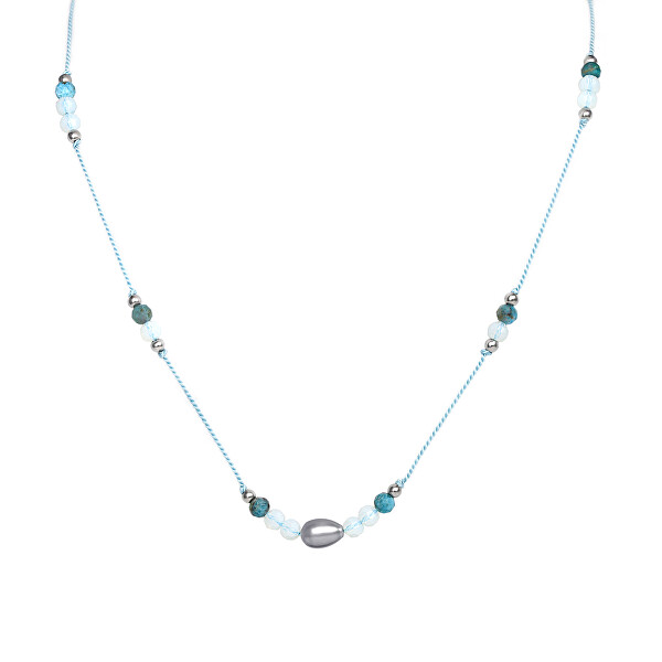 Collana in cordino con apatite, opalite e perla di fiume HE08K3S-LB