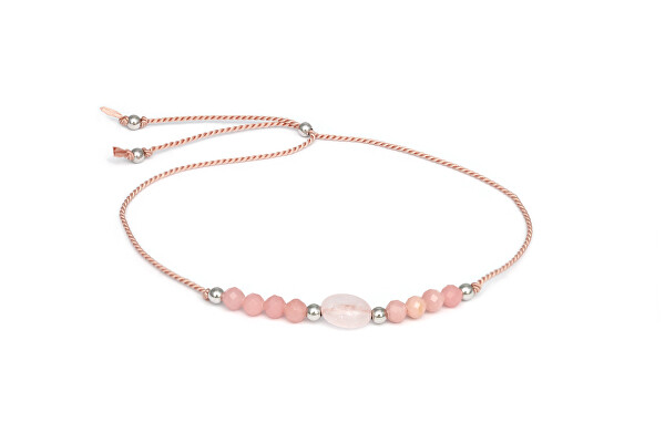 Bracciale in cordino con angelite e quarzo rosa HE13R3S-LP