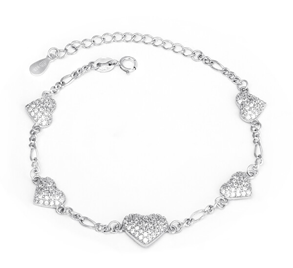 Silberarmband mit glitzernden Herzchen AGB783/21