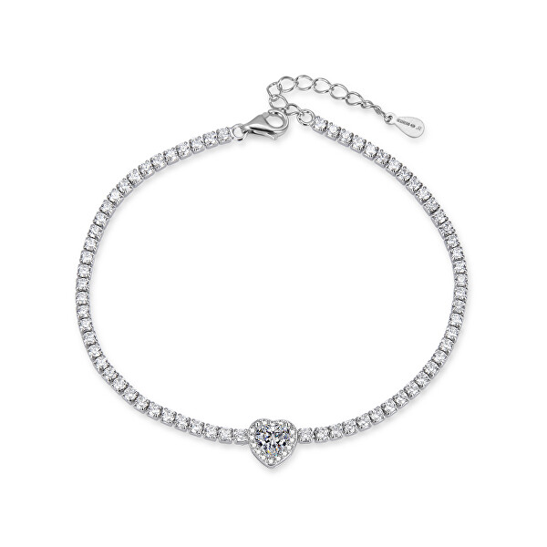 Bracciale tennis in argento con cuore AGB773/21