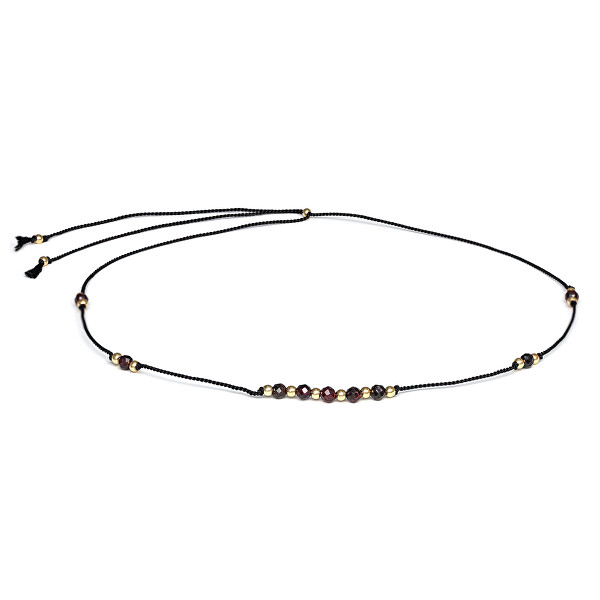 Collana in cordino con perline di granato HE21K3G-BK