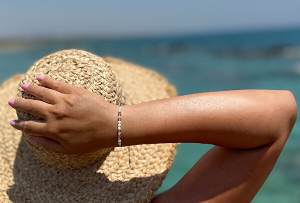 Bracciale in cordino con pietra del sole e pietra di luna HE26R3S-LP