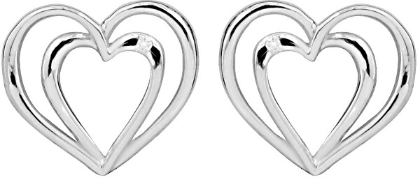Cercei de inimă din argint pentru șuruburi cu diamante DAGUP1260S