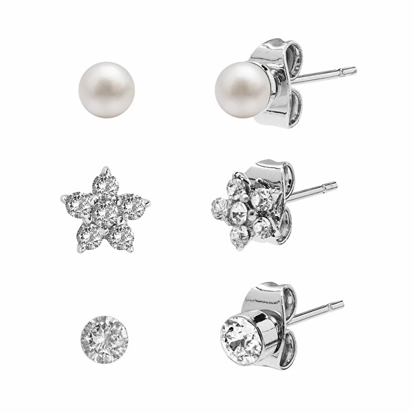 Sada peckových náušnic s krystaly Preciosa AUPC001 (3 páry náušnic)