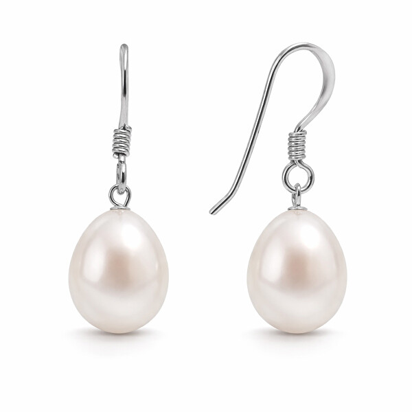 Stříbrné visací náušnice s pravou perlou Kyoto Pearl TKKP012C