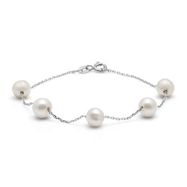Stříbrný dámský náramek s pravými perlami Kyoto Pearl TKKP028C