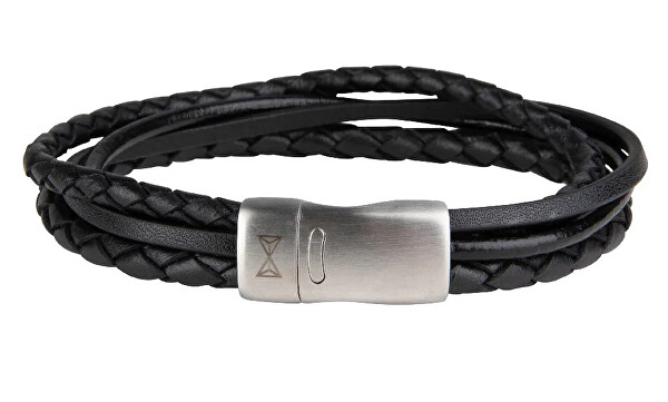 Zeitloses Armband aus schwarzem Leder Iron Four String Schwarz AZ-BL003-A