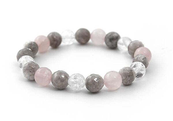 Korálkový náramek z růženínu, jadeitu a kříšťálu MINK125/17