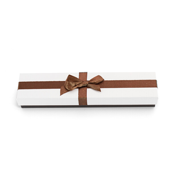 Biela darčeková krabička s hnedou stužkou KP9-20