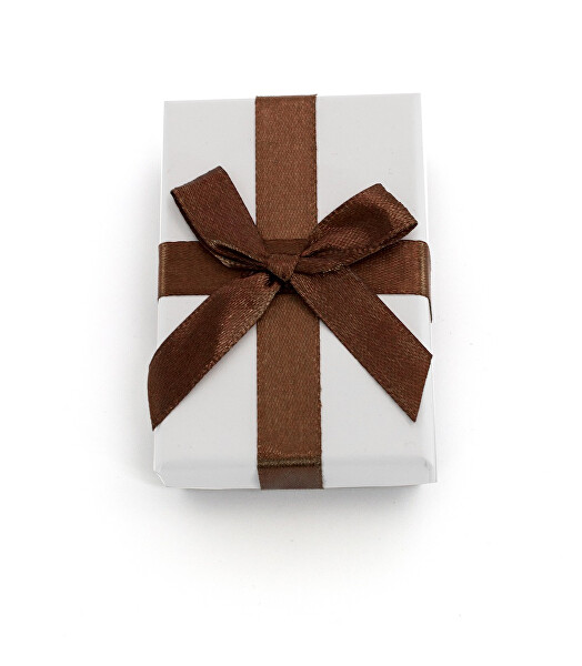 Biela darčeková krabička s hnedou stužkou KP9-8