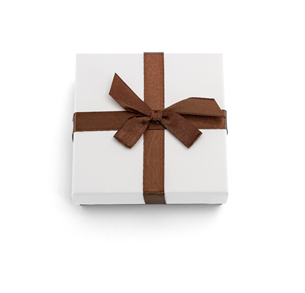 Bílá dárková krabička s hnědou stužkou KP9-9