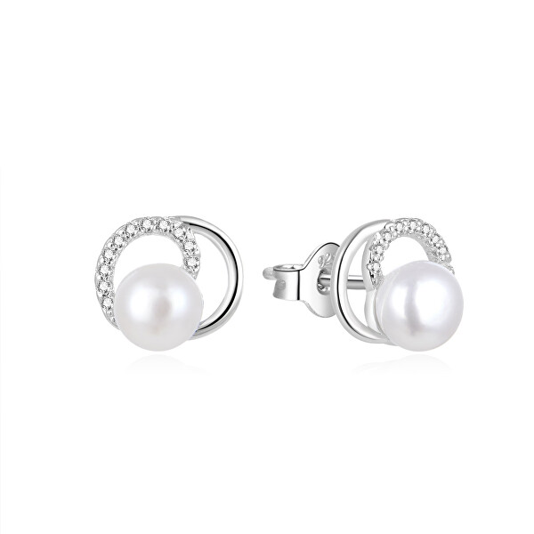 Orecchini eleganti in argento con perle e zirconi AGUP1321PL