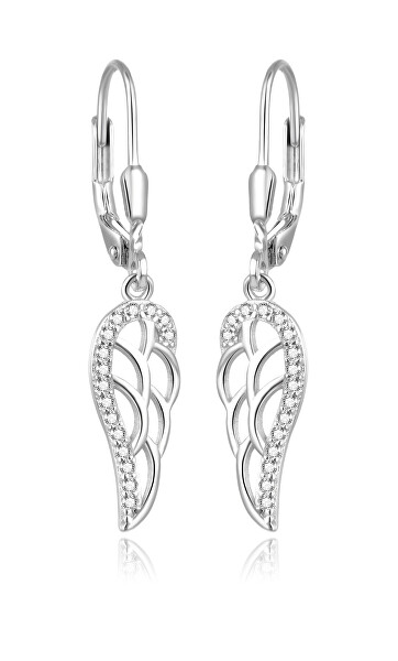 Cercei eleganți din argint cu zirconi limpezi Aripi de înger AGUC2585L