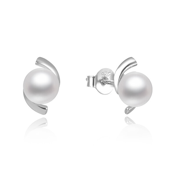 Elegantné strieborné perlové náušnice AGUP2668P