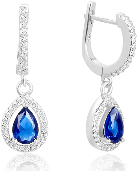 Orecchini pendenti in argento con zirconi blu AGUC2248