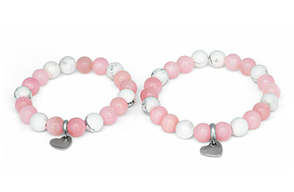 Bracciali di perline di giada e howlite per madre e figlia MINK05/SET