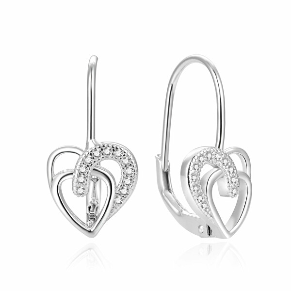 Gyönyörű ezüst fülbevaló szívvel AGUC1766