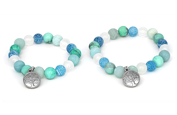 Bracciale minerale per madre e figlia MINK46/SET (giadeite, howlite, agata, amazzonite)