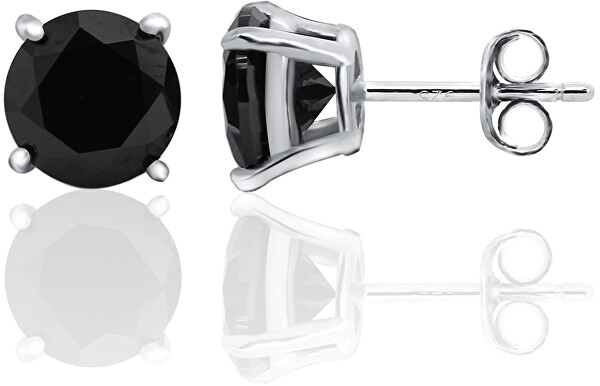 Moderni orecchini a bottone in argento con zirconi neri AGUP2256