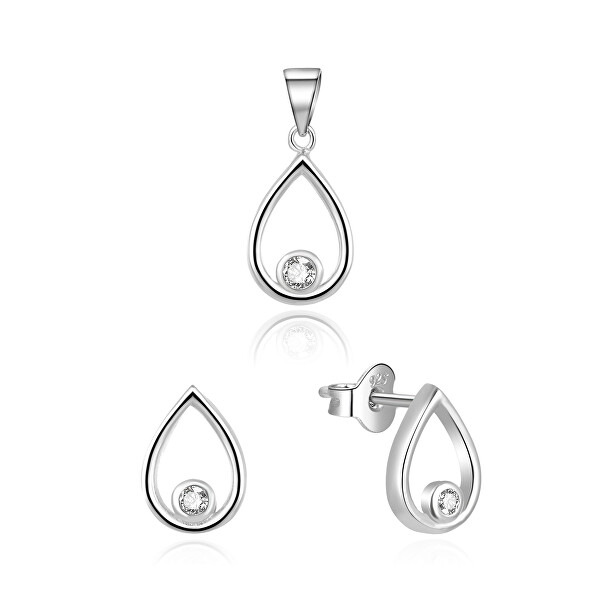 Set di gioielli delicati con zirconi  AGSET252L (ciondolo, orecchini)