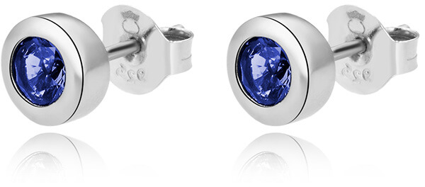 Orecchini teneri in argento a bottone con zirconi blu AGUP2259-BLUE