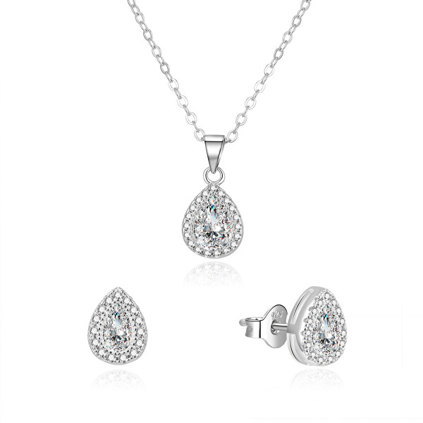 Oslnivá souprava šperků se zirkony AGSET188R (náhrdelník, náušnice)