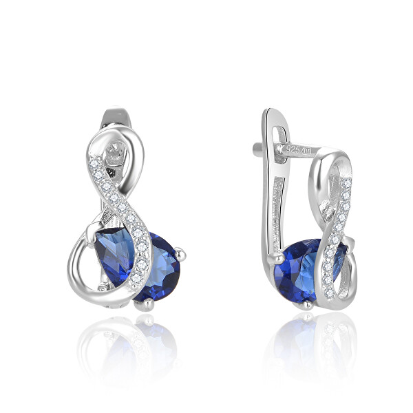 Splendidi orecchini in argento con zircone blu AGUC2692-DB