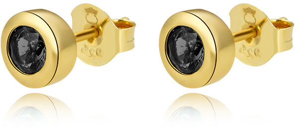 Aranyozott ezüst fülbevaló fekete cirkónium kövekkel AGUP2259-GOLD