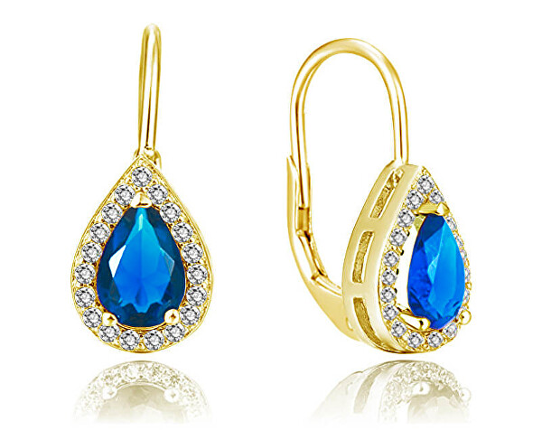 Pozlacené náušnice s modrými zirkony AGUC2229-GOLD