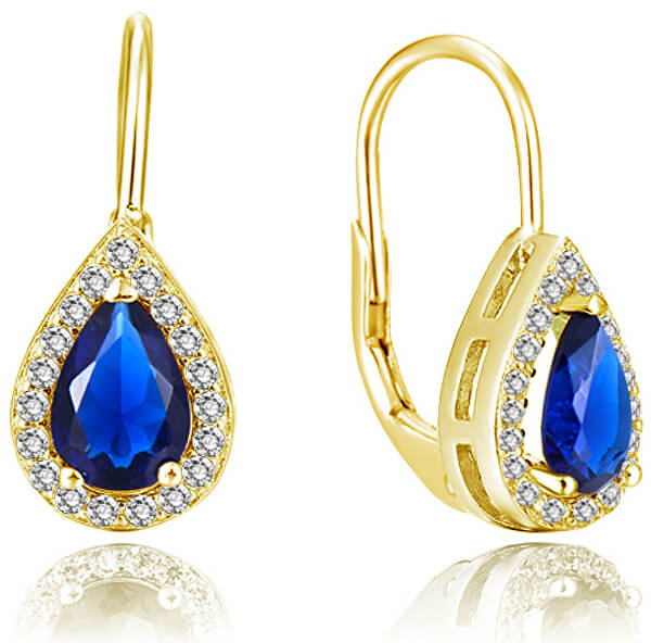 Vergoldete Ohrringe mit blauen Zirkonen AGUC2229-GOLD