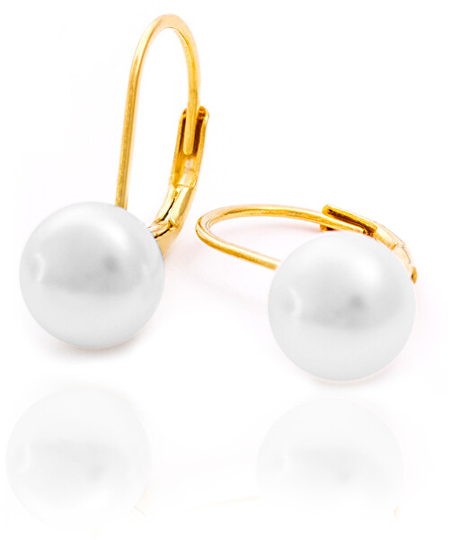 Vergoldete Silberohrringe mit echten Perlen AGUC2264P-GOLD