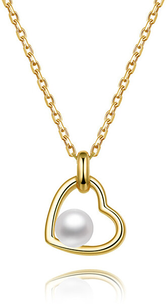 Pozlátený strieborný náhrdelník s riečnou perlou AGS1230 / 47P-GOLD