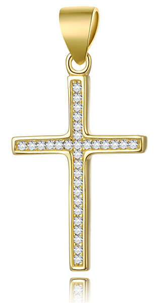 Pozlacený stříbrný přívěsek Křížek AGH592-GOLD